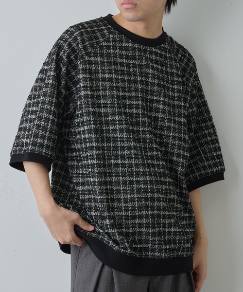 COLONY 2139(コロニートゥーワンスリーナイン)の「ジャガードビッグTシャツ(Tシャツ/カットソー・メンズ・ホワイト/ブラック・MEDIUM/LARGE)」の2枚目の写真