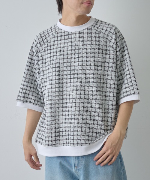 COLONY 2139(コロニートゥーワンスリーナイン)の「ジャガードビッグTシャツ(Tシャツ/カットソー・メンズ・ホワイト/ブラック・MEDIUM/LARGE)」の3枚目の写真