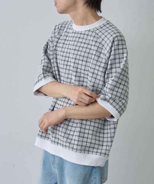 COLONY 2139(コロニートゥーワンスリーナイン)の「ジャガードビッグTシャツ(Tシャツ/カットソー・メンズ・ホワイト/ブラック・MEDIUM/LARGE)」の4枚目の写真
