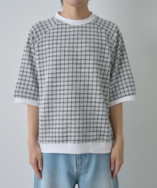 COLONY 2139(コロニートゥーワンスリーナイン)の「ジャガードビッグTシャツ(Tシャツ/カットソー・メンズ・ホワイト/ブラック・MEDIUM/LARGE)」の19枚目の写真