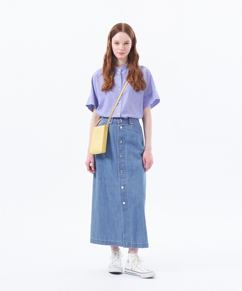 MACKINTOSH PHILOSOPHY（ﾏｯｷﾝﾄｯｼｭ ﾌｨﾛｿﾌｨｰ）の「バンドカラーリネンミックスブラウス（シャツ/ブラウス・レディース・ベージュ/ライトブルー/ブルー系その他3・38/36/34）」の4枚目の写真