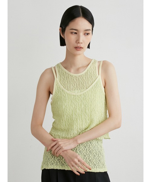 MIESROHE（ミースロエ）の「ﾚｰｽﾚｲﾔｰﾄﾞｶｯﾄTOPS（Tシャツ/カットソー 