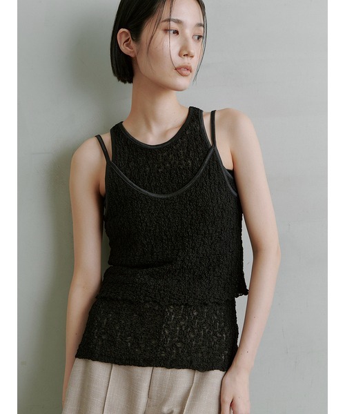 MIESROHE（ミースロエ）の「ﾚｰｽﾚｲﾔｰﾄﾞｶｯﾄTOPS（Tシャツ/カットソー 