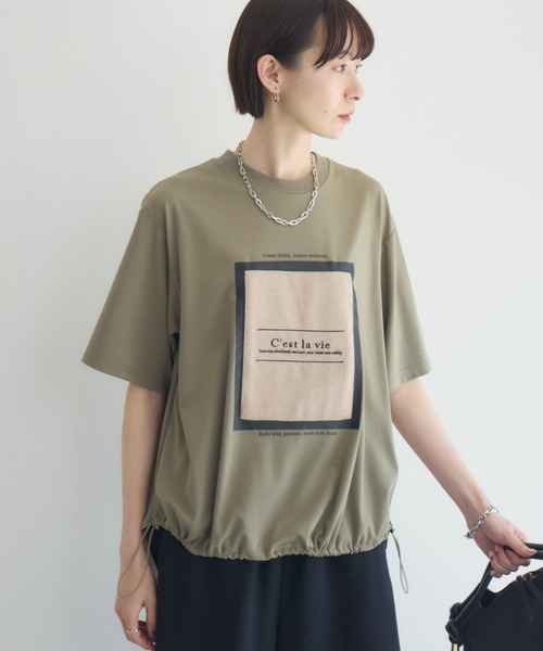 Paradise Picnic（パラダイスピクニック）の「33℃ドライタッチサマーツイードパッチプルオーバー（Tシャツ/カットソー・レディース・ブラック/ホワイト/カーキ・FREE）」の3枚目の写真