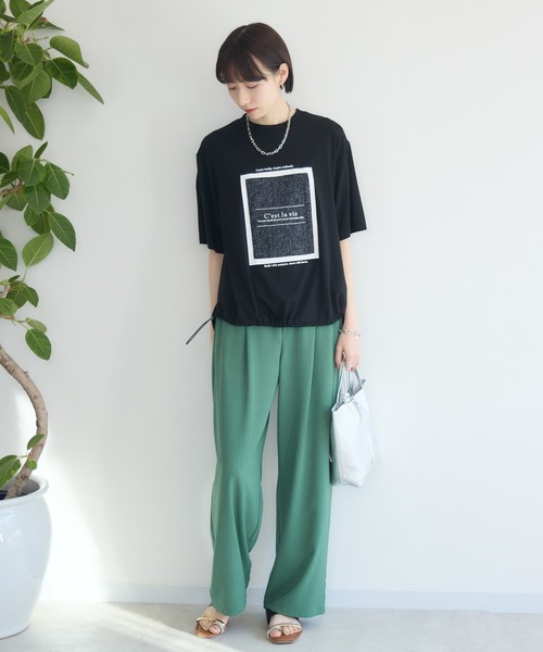 Paradise Picnic（パラダイスピクニック）の「33℃ドライタッチサマーツイードパッチプルオーバー（Tシャツ/カットソー・レディース・ブラック/ホワイト/カーキ・FREE）」の4枚目の写真