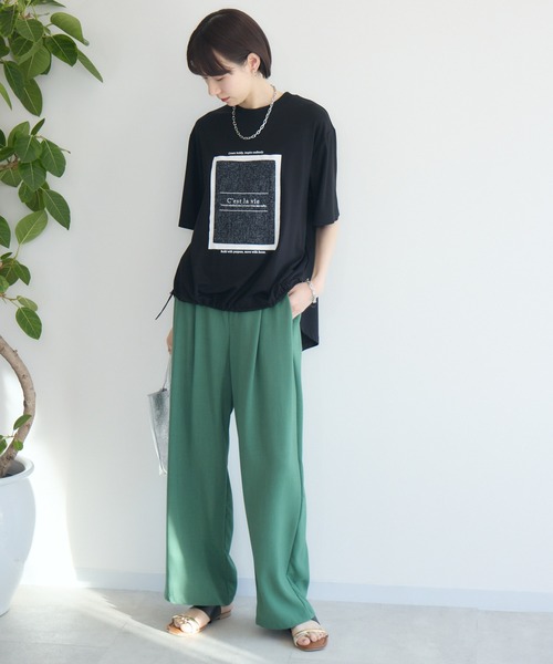 Paradise Picnic（パラダイスピクニック）の「33℃ドライタッチサマーツイードパッチプルオーバー（Tシャツ/カットソー・レディース・ブラック/ホワイト/カーキ・FREE）」の5枚目の写真