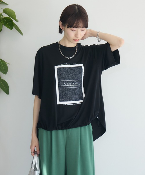 Paradise Picnic（パラダイスピクニック）の「33℃ドライタッチサマーツイードパッチプルオーバー（Tシャツ/カットソー・レディース・ブラック/ホワイト/カーキ・FREE）」の6枚目の写真