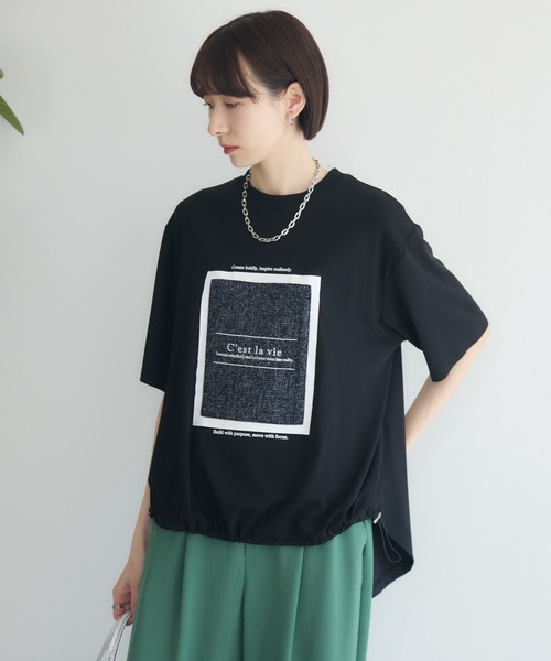 Paradise Picnic（パラダイスピクニック）の「33℃ドライタッチサマーツイードパッチプルオーバー（Tシャツ/カットソー・レディース・ブラック/ホワイト/カーキ・FREE）」の7枚目の写真