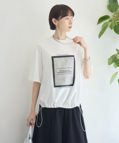 Paradise Picnic（パラダイスピクニック）の「33℃ドライタッチサマーツイードパッチプルオーバー（Tシャツ/カットソー・レディース・ブラック/ホワイト/カーキ・FREE）」の11枚目の写真