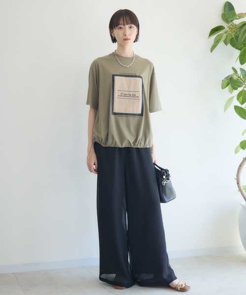 Paradise Picnic（パラダイスピクニック）の「33℃ドライタッチサマーツイードパッチプルオーバー（Tシャツ/カットソー・レディース・ブラック/ホワイト/カーキ・FREE）」の14枚目の写真