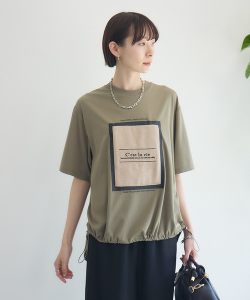 Paradise Picnic（パラダイスピクニック）の「33℃ドライタッチサマーツイードパッチプルオーバー（Tシャツ/カットソー・レディース・ブラック/ホワイト/カーキ・FREE）」の16枚目の写真