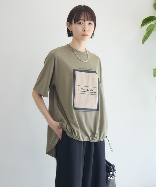 Paradise Picnic（パラダイスピクニック）の「33℃ドライタッチサマーツイードパッチプルオーバー（Tシャツ/カットソー・レディース・ブラック/ホワイト/カーキ・FREE）」の17枚目の写真