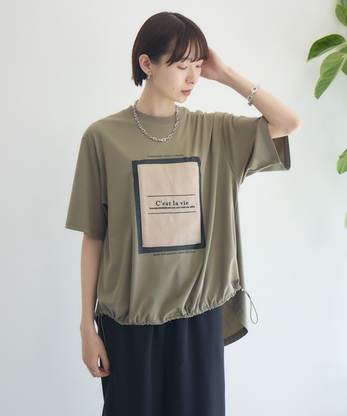 Paradise Picnic（パラダイスピクニック）の「33℃ドライタッチサマーツイードパッチプルオーバー（Tシャツ/カットソー・レディース・ブラック/ホワイト/カーキ・FREE）」の18枚目の写真