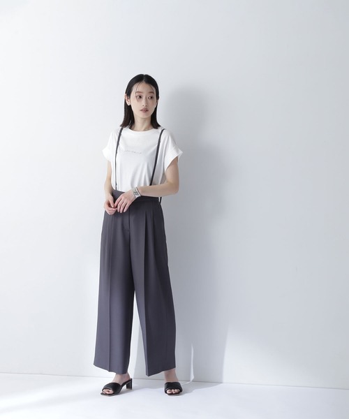 NATURAL BEAUTY BASIC（ナチュラルビューティーベーシック）の「◇切替スリーブロゴＴシャツ（Tシャツ/カットソー・レディース・オフホワイト/ブラウン/チャコールグレー・FREE）」の4枚目の写真