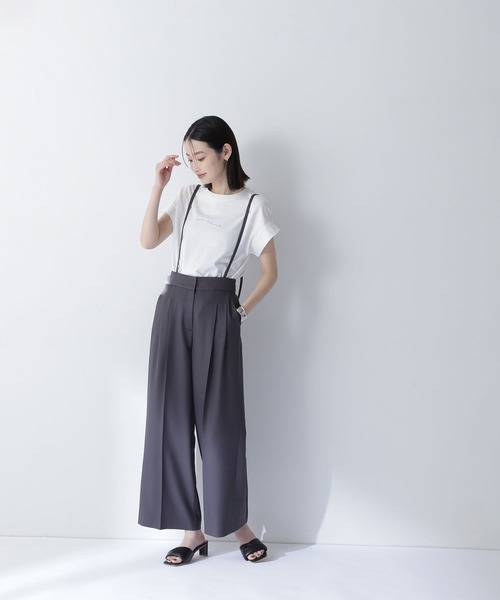 NATURAL BEAUTY BASIC（ナチュラルビューティーベーシック）の「◇切替スリーブロゴＴシャツ（Tシャツ/カットソー・レディース・オフホワイト/ブラウン/チャコールグレー・FREE）」の8枚目の写真