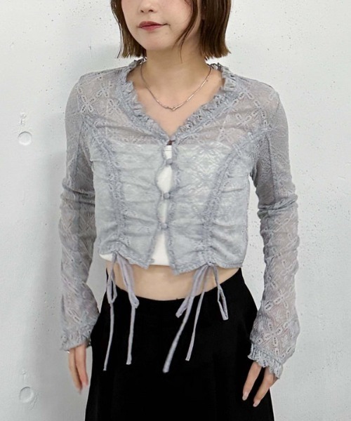 Adonisisis レースカーディガン セール】ドロストレースカーディガン（Tシャツ/カットソー