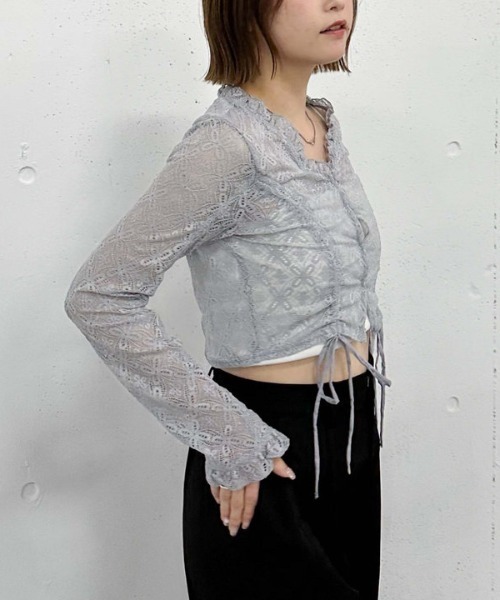 archives(アルシーヴ)の「ドロストレースカーディガン(Tシャツ/カットソー・レディース・ブラック/オフホワイト/グレー・MEDIUM)」の17枚目の写真