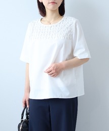 fleur by mint breeze（フルールバイミントブリーズ）の「【接触冷感】【L～5L 大きいサイズ】ピンヘッドフロントタックブラウス 半袖 春夏（シャツ/ブラウス・レディース）」