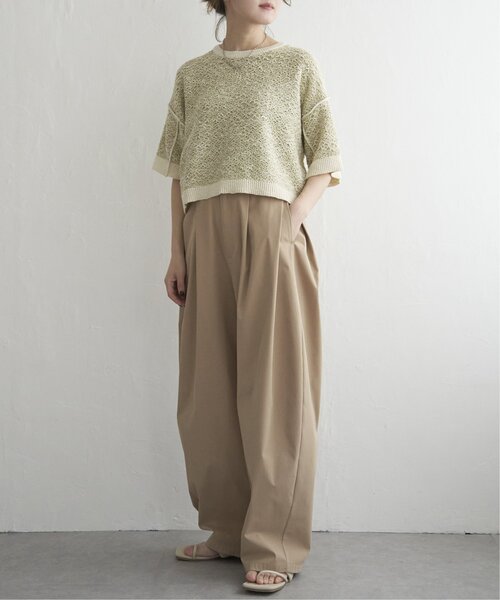【新品未使用】sheller シェリエ　ハーフスリーブステッチニット　ニット セール】ハーフスリーブミックスニット（ニット/セーター