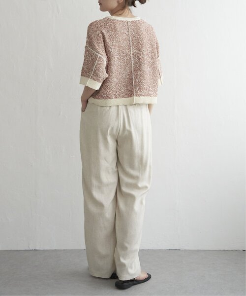 【新品未使用】sheller シェリエ　ハーフスリーブステッチニット　ニット セール】ハーフスリーブミックスニット（ニット/セーター