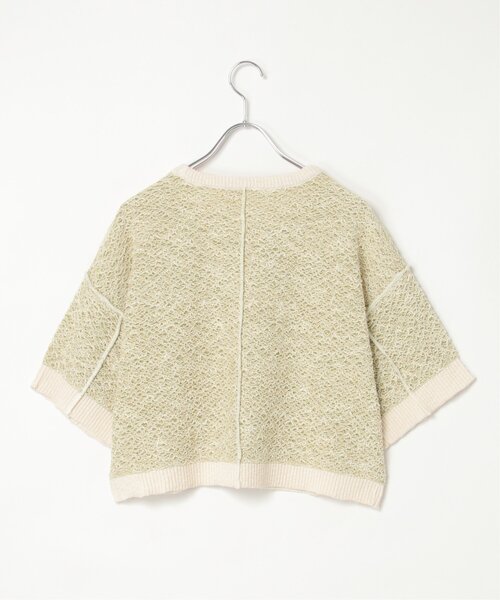 【新品未使用】sheller シェリエ　ハーフスリーブステッチニット　ニット セール】ハーフスリーブミックスニット（ニット/セーター
