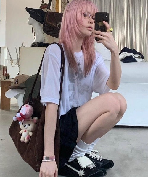 ViViDAY（ビビデー）の「ビッグシルエットデザイン天使プリント透け半袖ｔシャツ（Tシャツ/カットソー・レディース・ホワイト/グレー・M）」の13枚目の写真