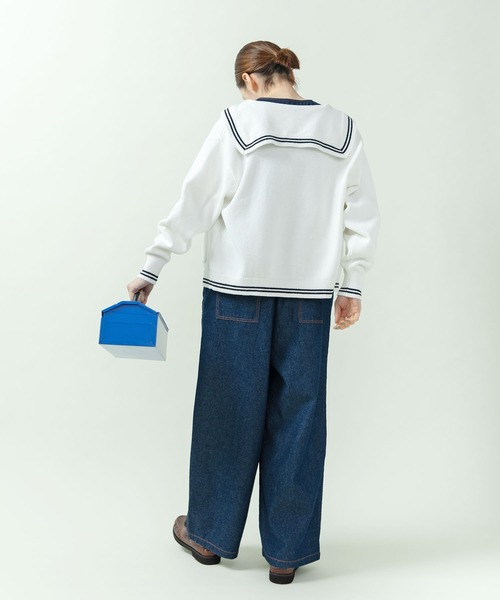 WEB限定カラー】セーラーカラー 配色カーディガン（カーディガン