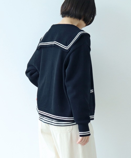 PAR ICI(パーリッシィ)の「【WEB限定カラー】セーラーカラー 配色カーディガン(カーディガン/ボレロ・レディース・ネイビー/グレー/レッド/ホワイト・FREE)」の22枚目の写真