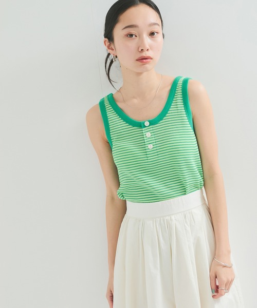 Healthknit（ヘルスニット）の「【Healthknit/ヘルスニット】Multi Border Waffle Tanktop（タンクトップ・レディース・ブラウン/グリーン/ブルー系その他4・FREE）」の17枚目の写真