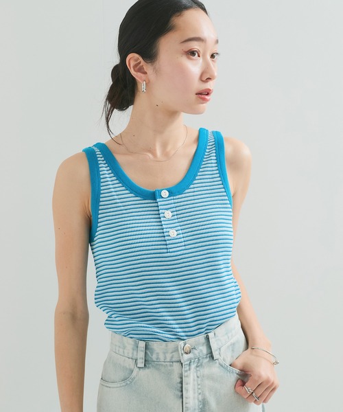 Healthknit（ヘルスニット）の「【Healthknit/ヘルスニット】Multi Border Waffle Tanktop（タンクトップ・レディース・ブラウン/グリーン/ブルー系その他4・FREE）」の15枚目の写真