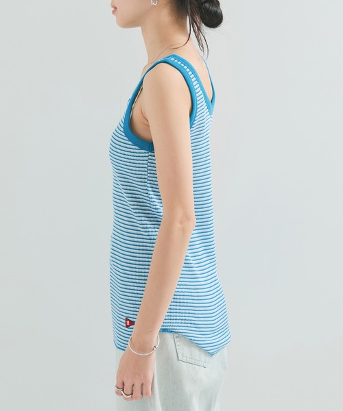 Healthknit（ヘルスニット）の「【Healthknit/ヘルスニット】Multi Border Waffle Tanktop（タンクトップ・レディース・ブラウン/グリーン/ブルー系その他4・FREE）」の13枚目の写真