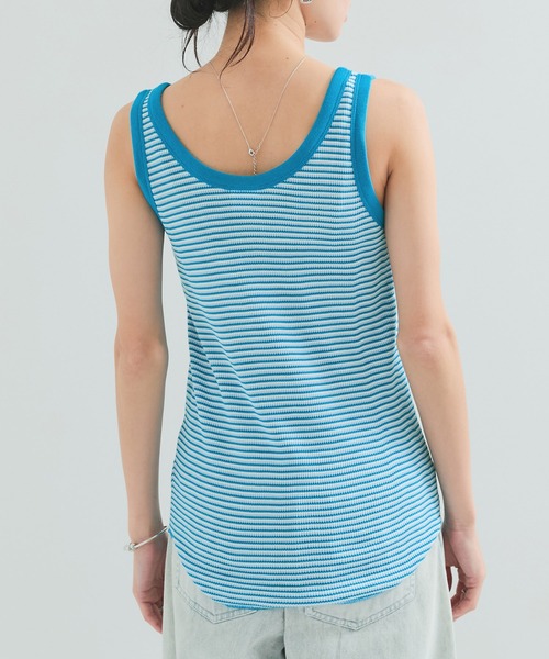 Healthknit（ヘルスニット）の「【Healthknit/ヘルスニット】Multi Border Waffle Tanktop（タンクトップ・レディース・ブラウン/グリーン/ブルー系その他4・FREE）」の12枚目の写真