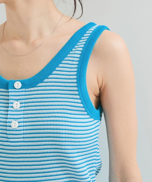 Healthknit（ヘルスニット）の「【Healthknit/ヘルスニット】Multi Border Waffle Tanktop（タンクトップ・レディース・ブラウン/グリーン/ブルー系その他4・FREE）」の10枚目の写真