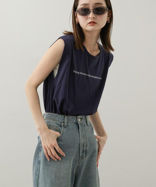 SENSE OF PLACE by URBAN RESEARCH（センスオブプレイスバイアーバンリサーチ）の「ショルダータックグラフィックTシャツ（Tシャツ/カットソー・レディース・ネイビー/オフホワイト/ライトグレー・ONE）」の6枚目の写真