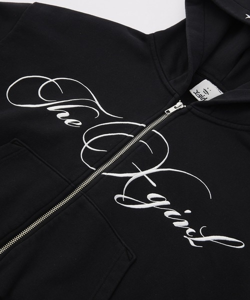 X-girl（エックスガール）の「PENCIL SCRIPT LOGO EMBROIDERED ZIP UP SWEAT HOODIE（パーカー・レディース・アッシュ/ブラック/ベージュ・S/M）」の8枚目の写真