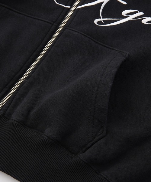 X-girl（エックスガール）の「PENCIL SCRIPT LOGO EMBROIDERED ZIP UP SWEAT HOODIE（パーカー・レディース・アッシュ/ブラック/ベージュ・S/M）」の9枚目の写真