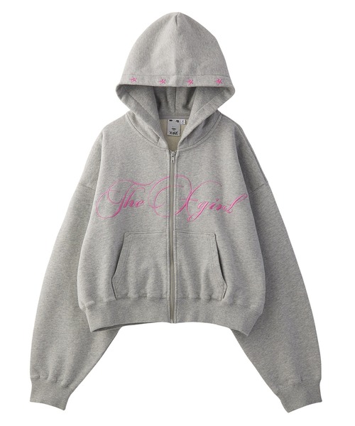 X-girl（エックスガール）の「PENCIL SCRIPT LOGO EMBROIDERED ZIP UP SWEAT HOODIE（パーカー・レディース・アッシュ/ブラック/ベージュ・S/M）」の16枚目の写真