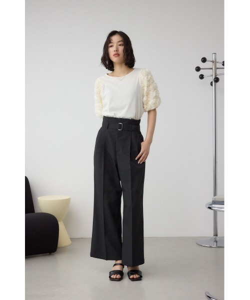 AZUL by moussy(アズールバイマウジー)の「ソデチュールトップス(Tシャツ/カットソー・レディース・ライトブルー/ブラック/オフホワイト・FREE)」の6枚目の写真
