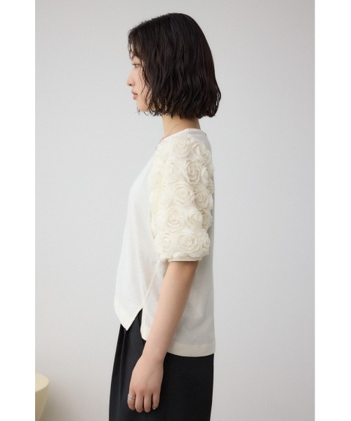 AZUL by moussy(アズールバイマウジー)の「ソデチュールトップス(Tシャツ/カットソー・レディース・ライトブルー/ブラック/オフホワイト・FREE)」の8枚目の写真
