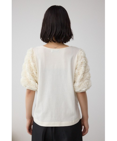 AZUL by moussy(アズールバイマウジー)の「ソデチュールトップス(Tシャツ/カットソー・レディース・ライトブルー/ブラック/オフホワイト・FREE)」の9枚目の写真