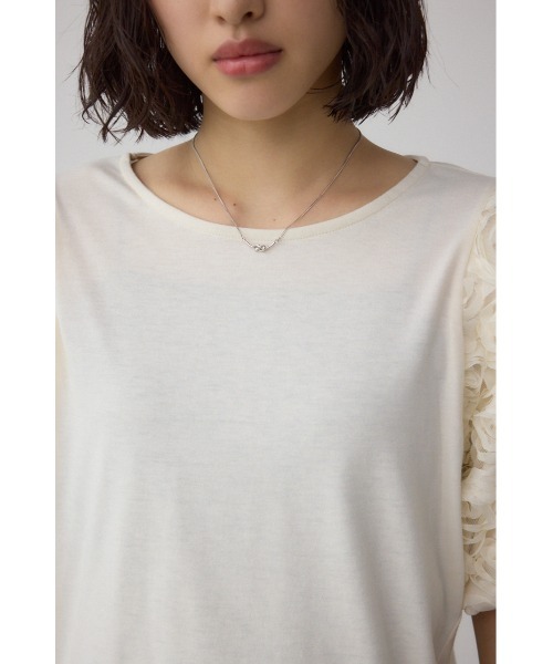 AZUL by moussy(アズールバイマウジー)の「ソデチュールトップス(Tシャツ/カットソー・レディース・ライトブルー/ブラック/オフホワイト・FREE)」の10枚目の写真