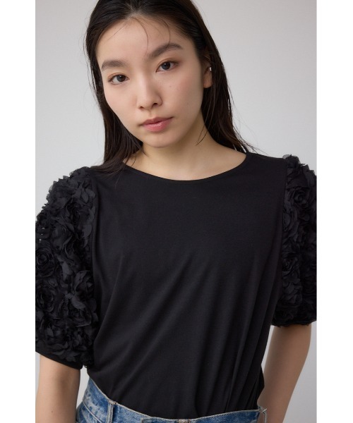 AZUL by moussy(アズールバイマウジー)の「ソデチュールトップス(Tシャツ/カットソー・レディース・ライトブルー/ブラック/オフホワイト・FREE)」の13枚目の写真