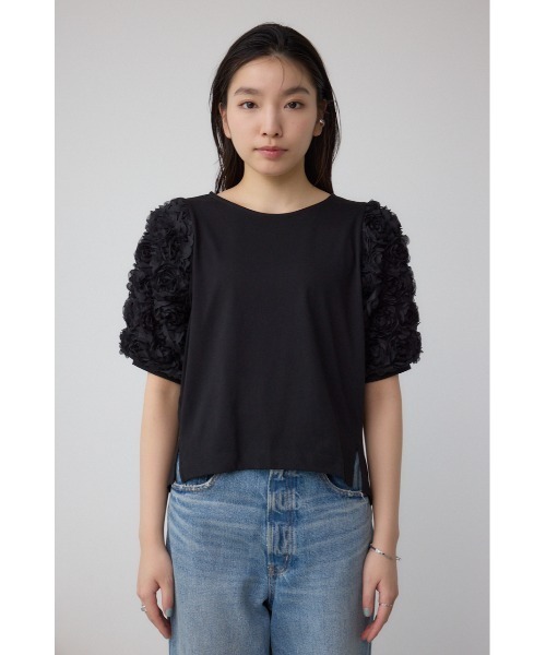 AZUL by moussy(アズールバイマウジー)の「ソデチュールトップス(Tシャツ/カットソー・レディース・ライトブルー/ブラック/オフホワイト・FREE)」の16枚目の写真