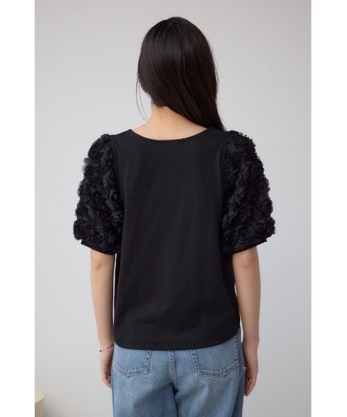 AZUL by moussy(アズールバイマウジー)の「ソデチュールトップス(Tシャツ/カットソー・レディース・ライトブルー/ブラック/オフホワイト・FREE)」の18枚目の写真