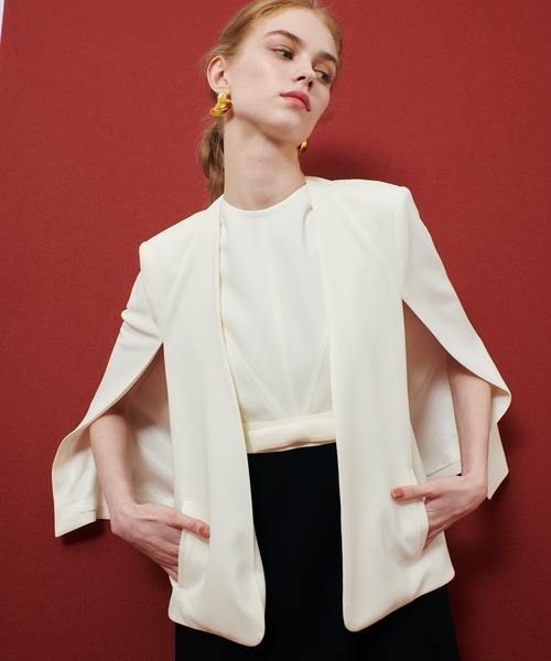 最終価格‼️ルルウィルビー　ケープジャケット　ホワイト新品未使用 ◇ 【LOULOU WILLOUGHBY】リトルブラックケープジャケット（ノー