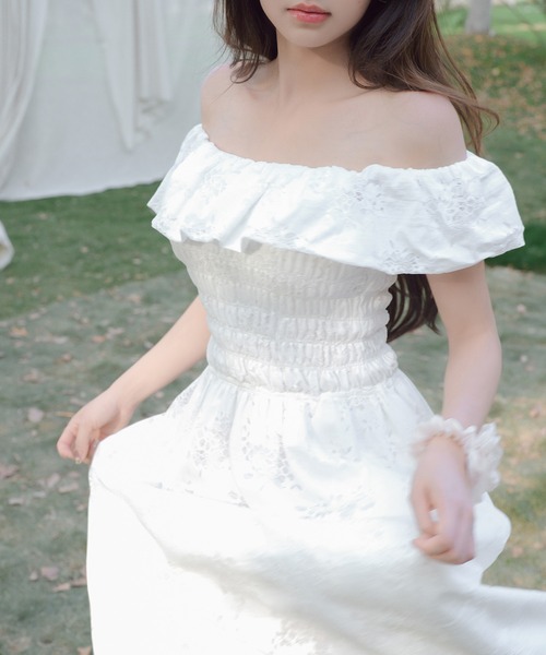 素敵 オフショルダー ドレス ワンピース 女神 ホワイト 素敵 オフショルダー ドレス ワンピース 女神 ホワイト