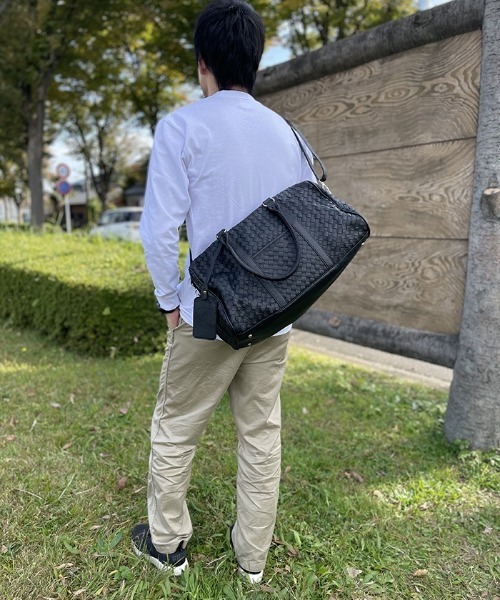 REGiSTA（レジスタ）の「REGiSTA Intrecciato Boston Bag（ボストンバッグ・メンズ・ダークブラウン/ブラック・FREE）」の10枚目の写真