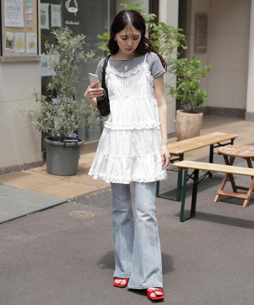 FREE'S MART（フリーズマート）の「◆コットンティアードキャミミニワンピース（ワンピース・レディース・ブラック/ホワイト・FREE）」の10枚目の写真