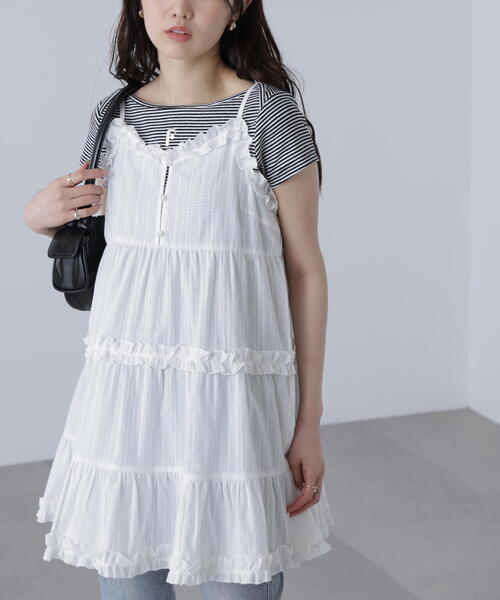 FREE'S MART（フリーズマート）の「◆コットンティアードキャミミニワンピース（ワンピース・レディース・ブラック/ホワイト・FREE）」の16枚目の写真