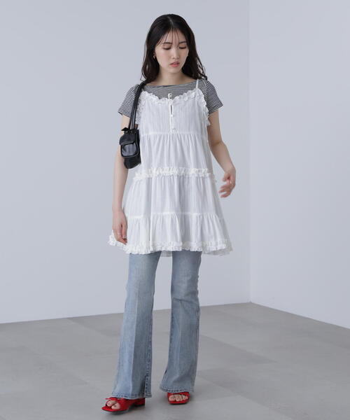 FREE'S MART（フリーズマート）の「◆コットンティアードキャミミニワンピース（ワンピース・レディース・ブラック/ホワイト・FREE）」の17枚目の写真